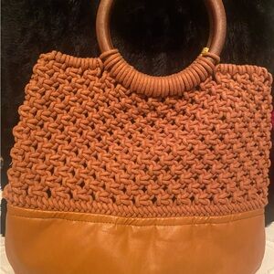 Elegant Brown Knitted Tote Bag